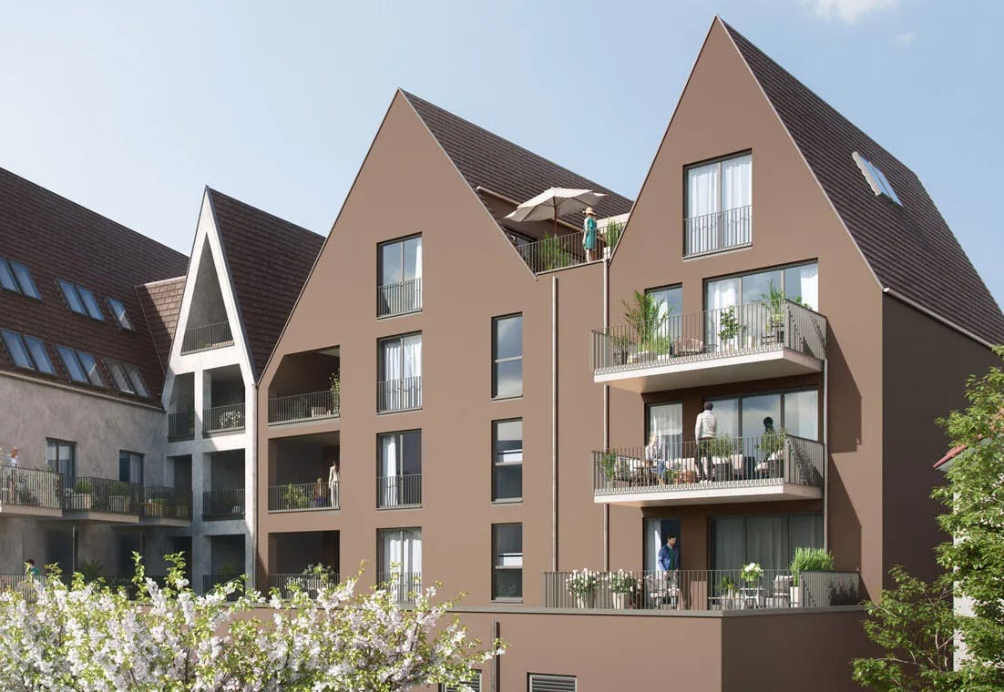 Außenansicht eines Neubauprojekts von Bonava in der Region Rhein-Main-Neckar mit moderner Fassade und großzügigen Balkonen.